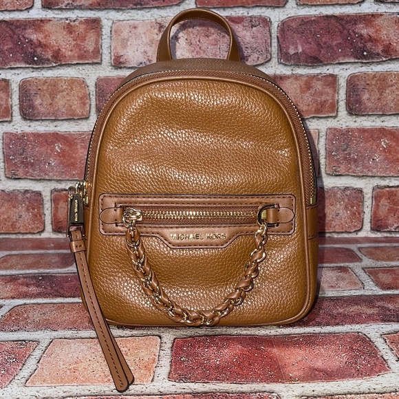 Pre-Owned Michael Kors Elliot Extra Small Convertible Messenger Backpack Brown - Picture 1 of 10
